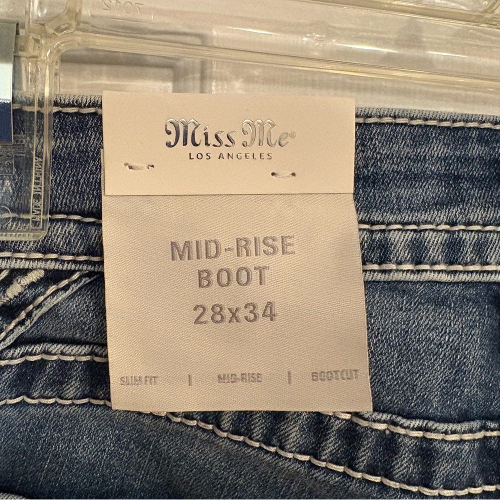 Miss Me Cow Print & Turquoise Bling Bootcut Jeans 28x34 NWT - Picture 8 of 11
